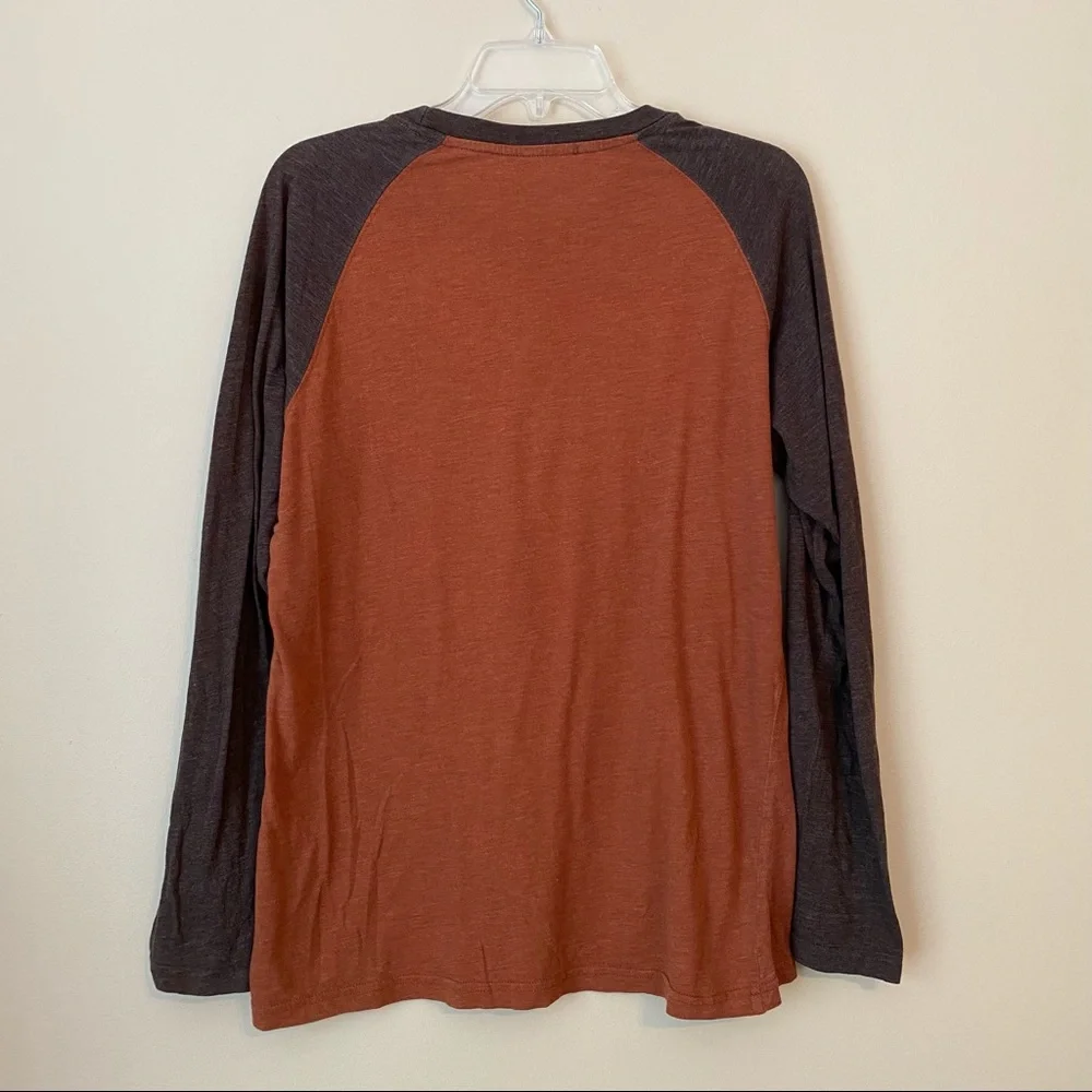 Prana Raglan Sleeve Rust & Brown Long Sleeve Tee_2